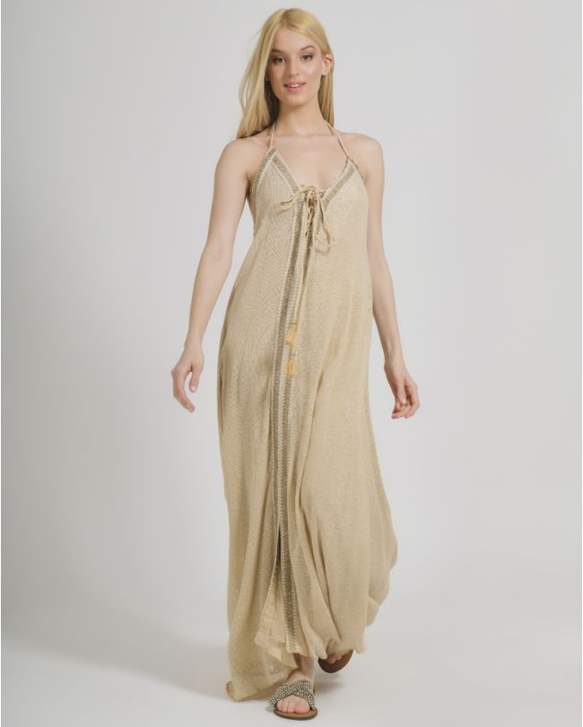 ΦΟΡΕΜΑ ΜΑΚΡΥ ΑΜΑΝΙΚΟ ΣΕ ΜΠΕΖ ΧΡΩΜΑ (100% COTTON)