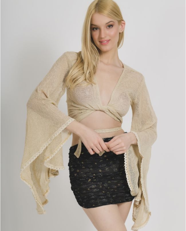 TOP WITH LONG SLEEVES IN BEIGE COLOR (100% COTTON)