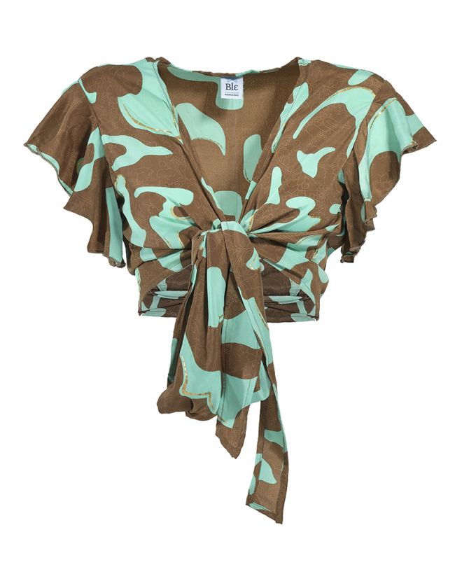 ΤΟΠ ΚΟΝΤΟ ΔΕΤΟ ''ΚΑΜΟΥΦΛΑΖ'' ΚΑΦΕ/ΜΕΝΤΑ ONE SIZE (100%CREPE)