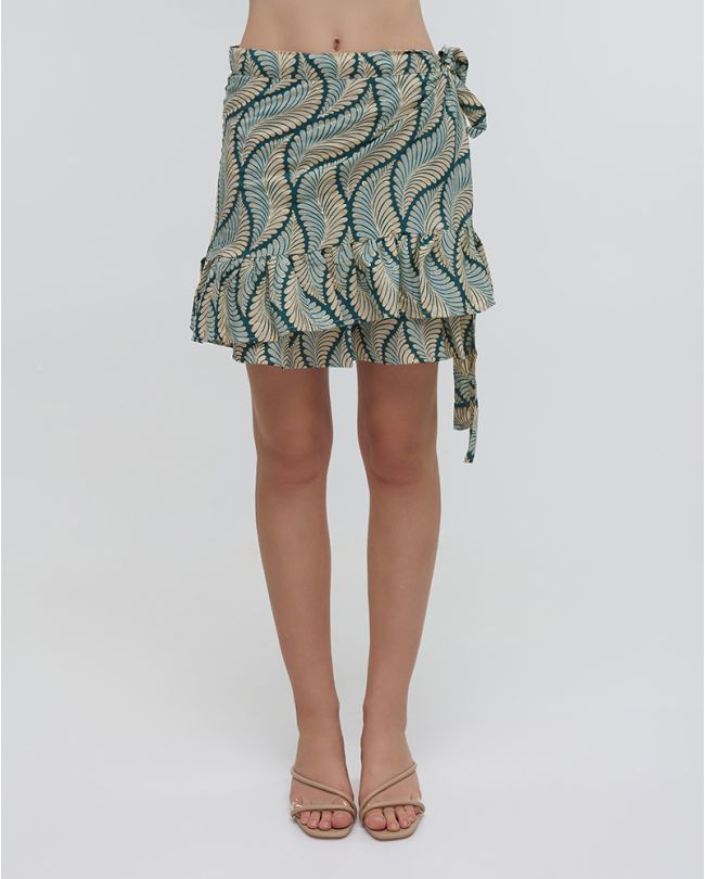 ΦΟΥΣΤΑ/ΠΑΡΕΟ ΚΟΝΤΗ ''ΦΥΛΛΟ'' ΠΡΑΣΙΝΟ ΜΕ ΧΡΥΣΕΣ ΛΕΠΤΟΜΕΡΕΙΕΣ M/L (100% RAYON)