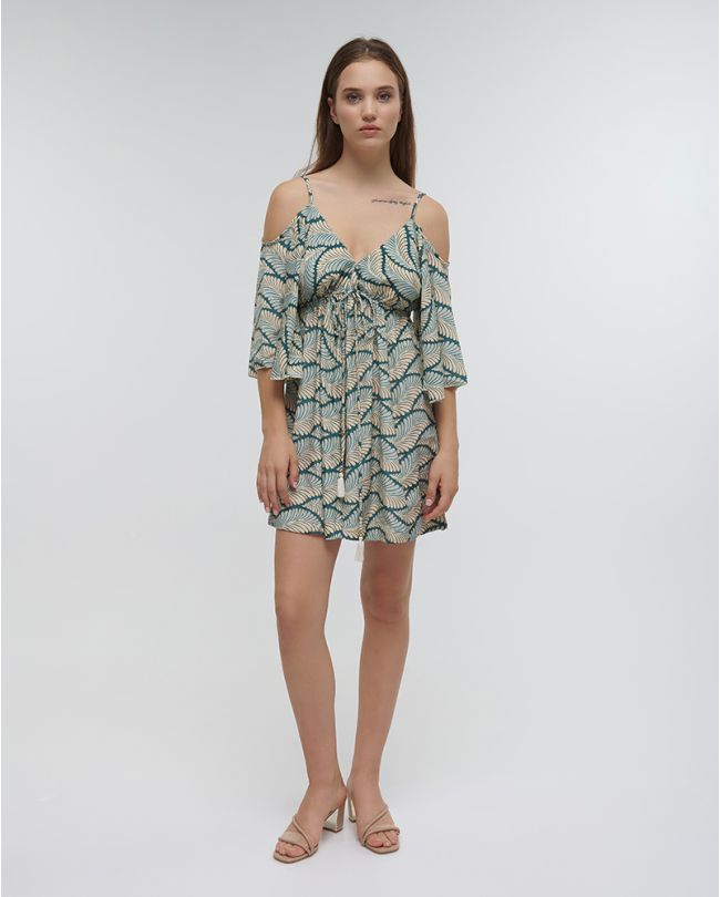 SHORT JUMPSUIT ''LEAF'' IN GREEN COLOR WITH GOLD DETAILS ONE SIZE (100%RAYON)