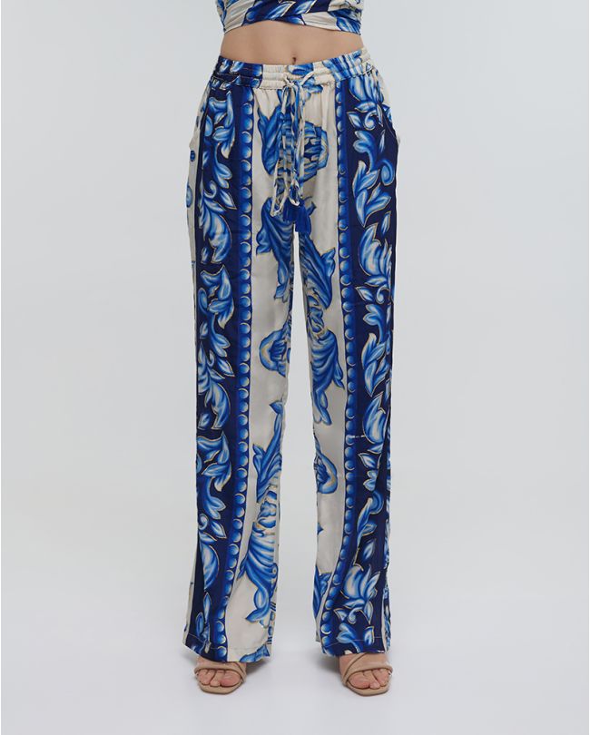 PANTS WITH POCKETS IN BLUE COLOR WITH GOLD DETAILS M/L (100%RAYON)