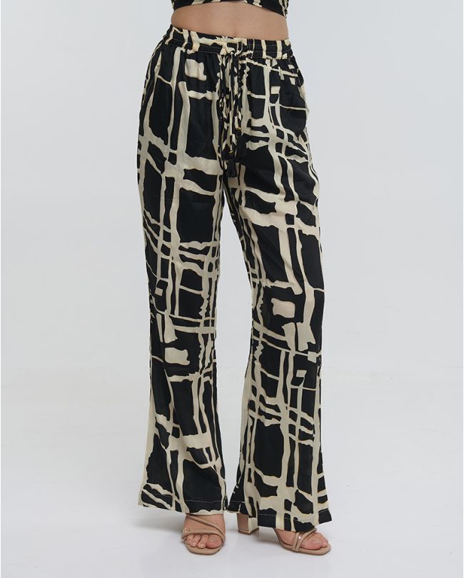 PANTS WITH POCKETS ''BLOCKS'' IN BLACK COLOR WITH GOLD DETAILS S/M (100% CREPE)