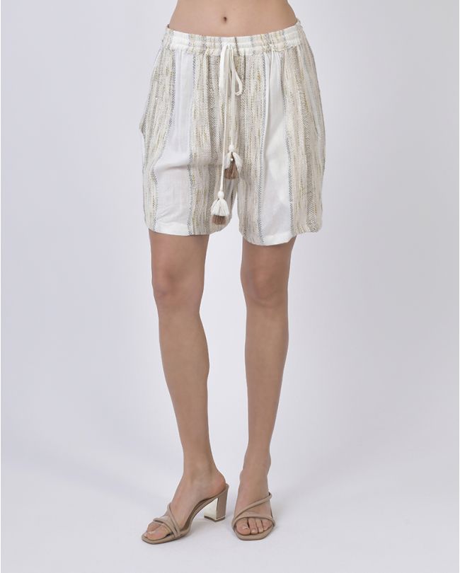 SHORTS IN ECRU/BEIGE COLOR ONE SIZE (100% RAYON)