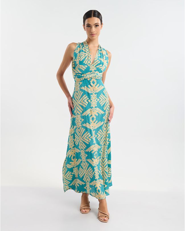 ΦΟΡΕΜΑ ΜΑΚΡΥ ΠΟΛΥΜΟΡΦΙΚΟ ΤΥΡΚΟΥΑΖ/ ΧΡΥΣΟ ΜΕ PATTERN ONE SIZE (60% SILK 40% POLYESTER)