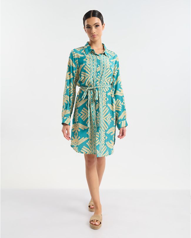 ΠΟΥΚΑΜΙΣΑ ΜΕ ΖΩΝΑΚΙ ΤΥΡΚΟΥΑΖ/ ΧΡΥΣΟ ΜΕ PATTERN S/M (60% SILK 40% POLYESTER)