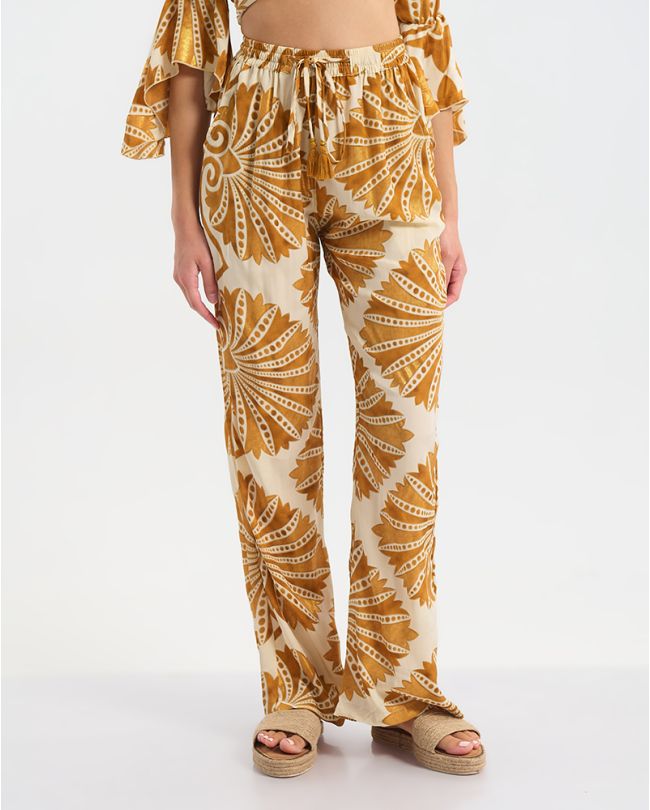 ΠΑΝΤΕΛΟΝΑ ΜΕ ΤΣΕΠΕΣ  ΕΚΡΟΎ ΧΡΩΜΑ ΜΕ ΧΡΥΣΕΣ ΛΕΠΤΟΜΕΡΕΙΕΣ M/L  (60% SILK 40% POLYESTER)