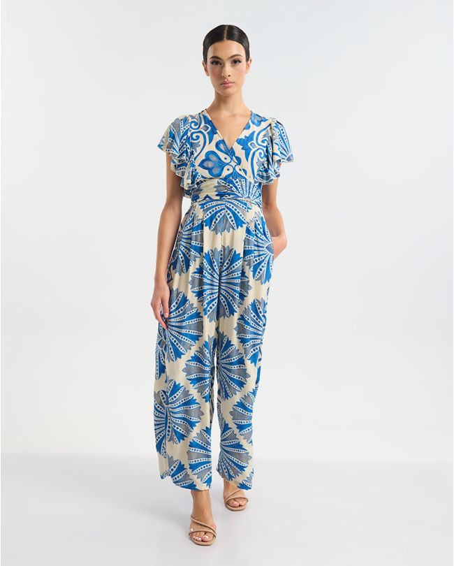 ΟΛΟΣΩΜΗ ΦΟΡΜΑ ΜΑΚΡΙΑ ΜΕ ΚΟΝΤΟ ΜΑΝΙΚΙ  ΛΕΥΚΌ ΜΕ ΜΠΛΕ/ ΧΡΥΣΕΣ ΛΕΠΤΟΜΕΡΕΙΕΣ ONE SIZE  (60% SILK 40% POLYESTER)