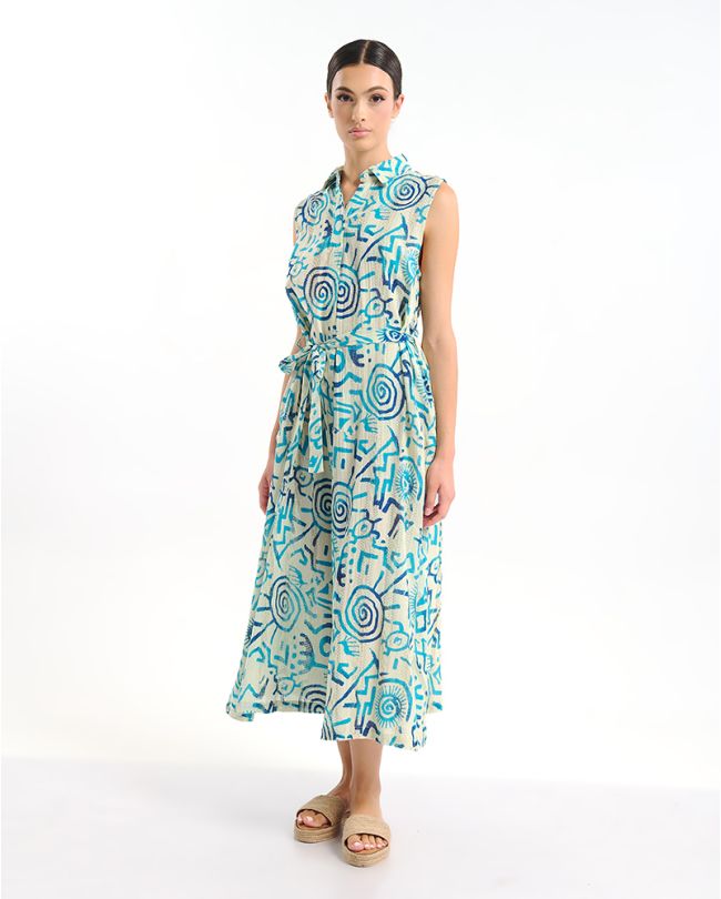 ΟΛΟΣΩΜΗ ΦΟΡΜΑ ΜΑΚΡΙΑ ΛΕΥΚΟ ΜΕ ΜΠΛΕ/ ΤΙΡΚΟΥΑΖ ΣΧΕΔΙΑ ONE SIZE  (100% COTTON)