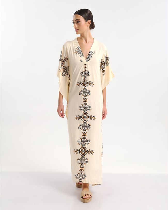 ΚΑΦΤΑΝΙ ΜΑΚΡΥ ΕΚΡΟΥ ΜΕ ΓΕΩΜΕΤΡΙΚΑ ΣΧΕΔΙΑ ONE SIZE (100% RAYON)