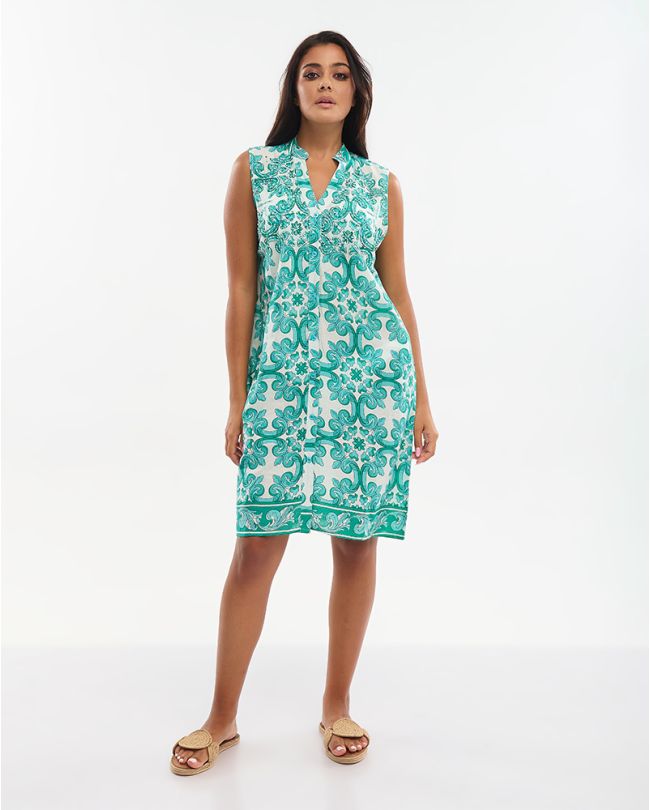 ΦΟΡΕΜΑ ΚΟΝΤΟ ΑΜΑΝΙΚΟ ΠΡΑΣΙΝΟ ΜΕ ΚΕΝΤΗΤΕΣ ΛΕΠΤΟΜΕΡΕΙΕΣ ΚΑΙ ΧΑΝΤΡΕΣ ONE SIZE (100% COTTON)