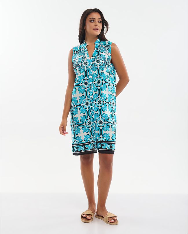 ΦΟΡΕΜΑ ΚΟΝΤΟ ΑΜΑΝΙΚΟ ΤΙΡΚΟΥΑΖ ΜΕ ΚΕΝΤΗΤΕΣ ΛΕΠΤΟΜΕΡΕΙΕΣ ΚΑΙ ΧΑΝΤΡΕΣ ONE SIZE (100% COTTON)