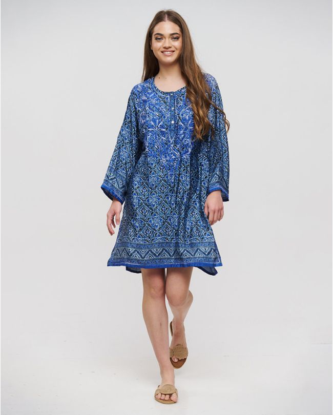 TUNIC IN BLUE COLOR S/M (28%SILK / 72%CREPE)
