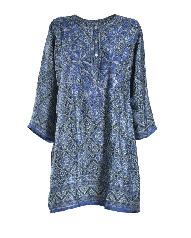 TUNIC IN BLUE COLOR L/XL (28%SILK / 72%CREPE)