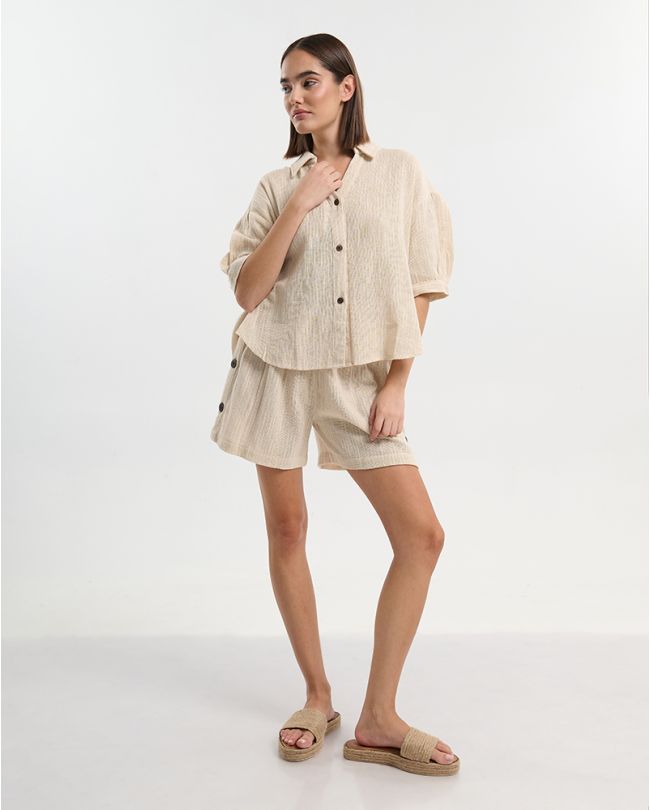 ΚΟΝΤΟΜΑΝΙΚΟ ΠΟΥΚΑΜΙΣΟ ΕΚΡΟΥ ONE SIZE ( 100% COTTON)