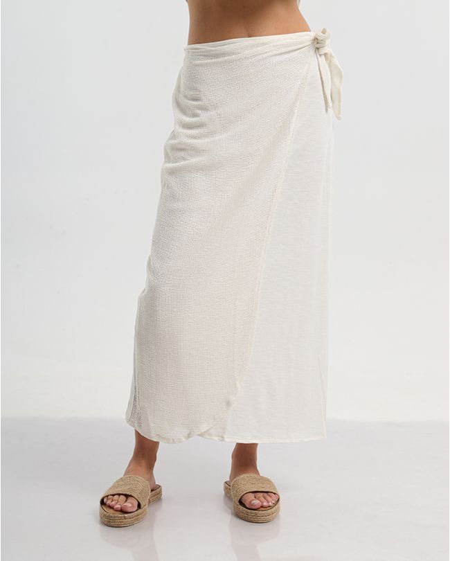 ΦΟΥΣΤΑ ΜΑΚΡΙΑ ΣΕ ΛΕΥΚΟ ΧΡΩΜΑ ΜΕ ΖΩΝΑΚΙ ΣΤΟ ΠΛΑΙ ONE SIZE(100% COTTON)