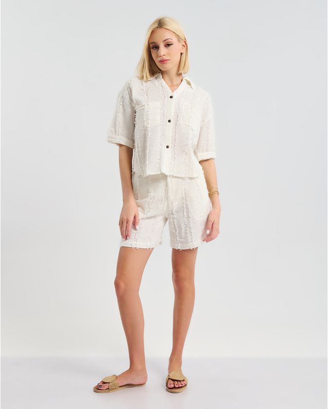 ΚΟΝΤΟ ΠΟΥΚΑΜΙΣΟ ΜΕ 3/4 ΜΑΝΙΚΙ ΣΕ ΛΕΥΚΟ ΧΡΩΜΑ ONE SIZE ( 100% COTTON)