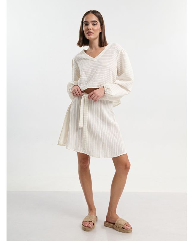 S/2 ΤΟΠΑΚΙ ΚΑΙ ΦΟΥΣΤΑ ΣΕ ΛΕΥΚΌ ONE SIZE ( 100% COTTON)