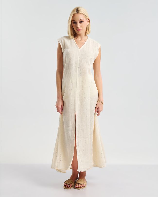 ΦΟΡΕΜΑ ΕΚΡΟΥ ΜΕ ΧΡΥΣΕΣ ΛΕΠΤΟΜΕΡΕΙΕΣ ONE SIZE ( 100% COTTON)