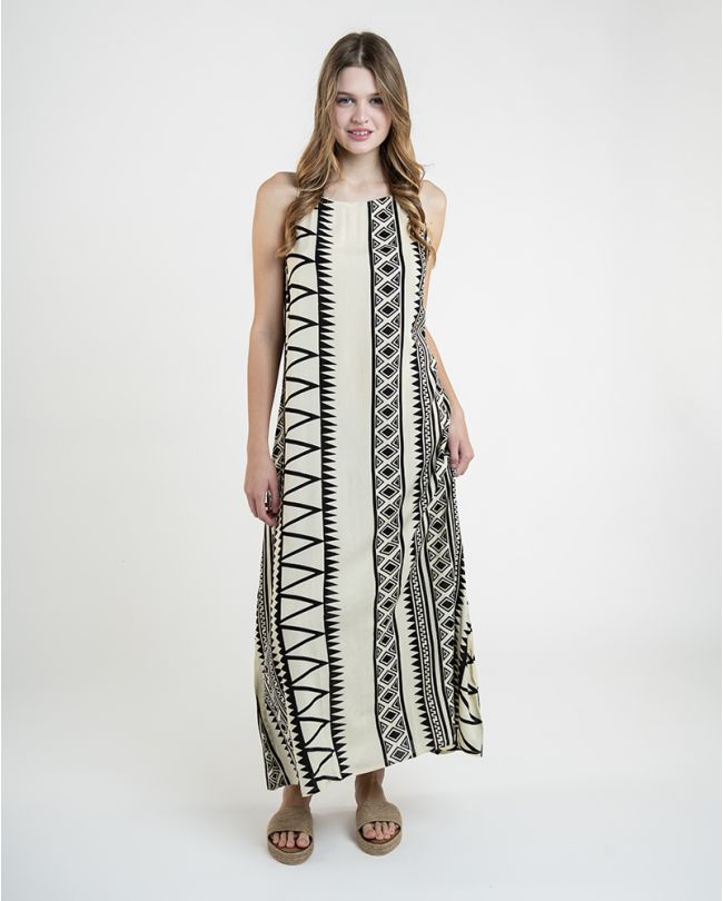 ΦΟΡΕΜΑ ΜΑΚΡΥ ΣΕ ΕΚΡΟΥ ΧΡΩΜΑ ΜΕ ΣΧΕΔΙΑ ONE SIZE  (100% RAYON)