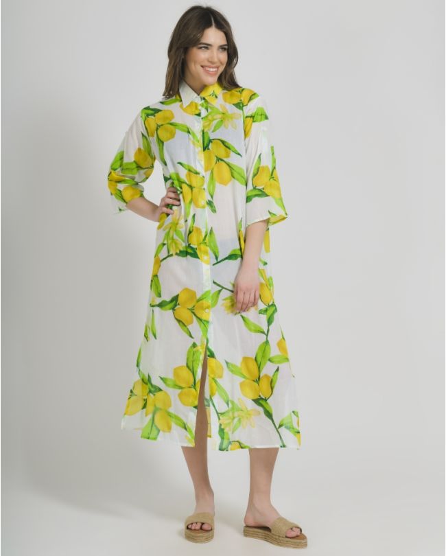 ΠΟΥΚΑΜΙΣΑ ΜΑΚΡΙΑ ΛΕΥΚΗ ΜΕ ΛΕΜΟΝΙΑ S/M ( 100% COTTON)