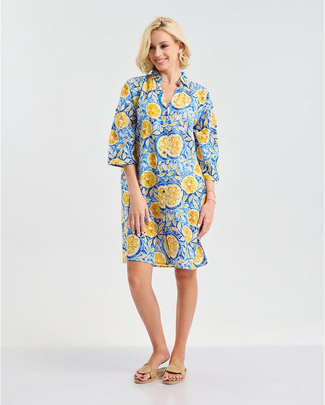 ΚΑΦΤΑΝΙ ΜΠΛΕ ΜΕ ΚΙΤΡΙΝΑ ''ΛΟΥΛΟΥΔΙΑ'' L/XL ( 100% COTTON)