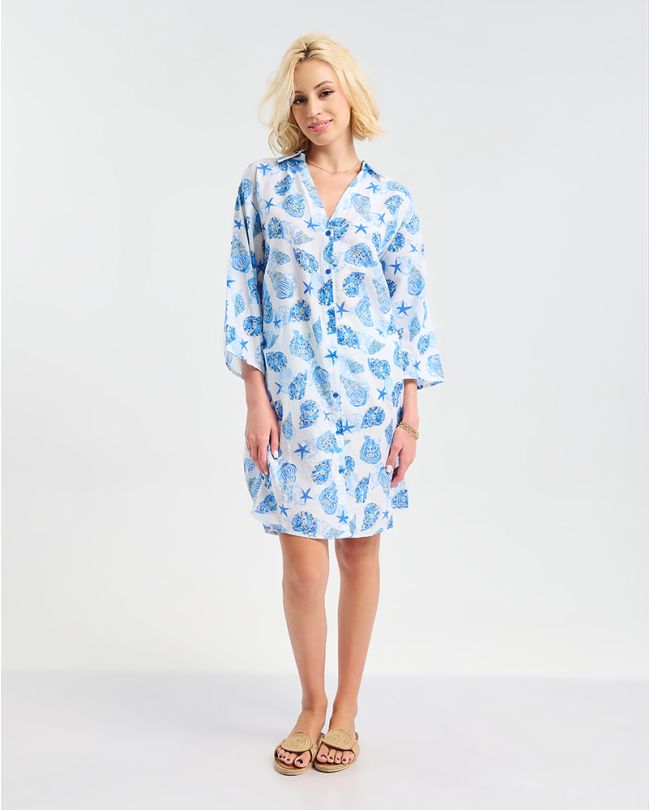 WHITE KAFTAN WITH BLUE  