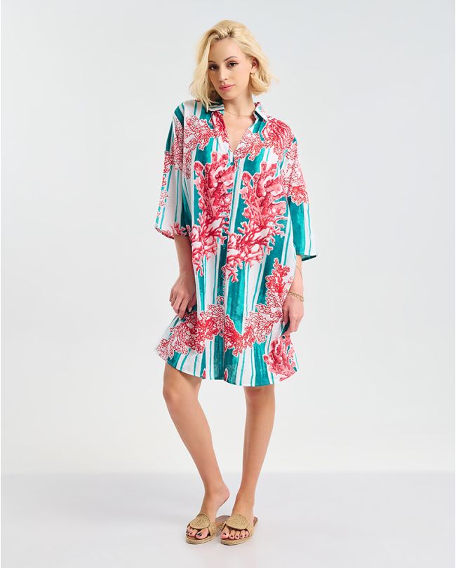 ΚΑΦΤΑΝΙ ΜΕ ΜΑΝΙΚΙΑ ΛΕΥΚΟ ΜΕ ΚΟΚΚΙΝΟ/ΡΟΖ ΚΕΝΤΗΜΑΤΑ ONE SIZE (100% COTTON)