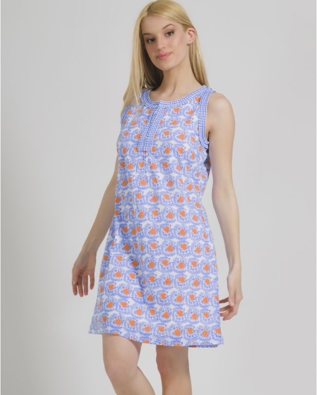 ΦΟΡΕΜΑ ΑΜΑΝΙΚΟ ΠΟΡΤΟΚΑΛΙ/ΜΠΛΕ ΜΕ ΣΧΕΔΙΑ ΟΝΕ SIZE (100% COTTON)