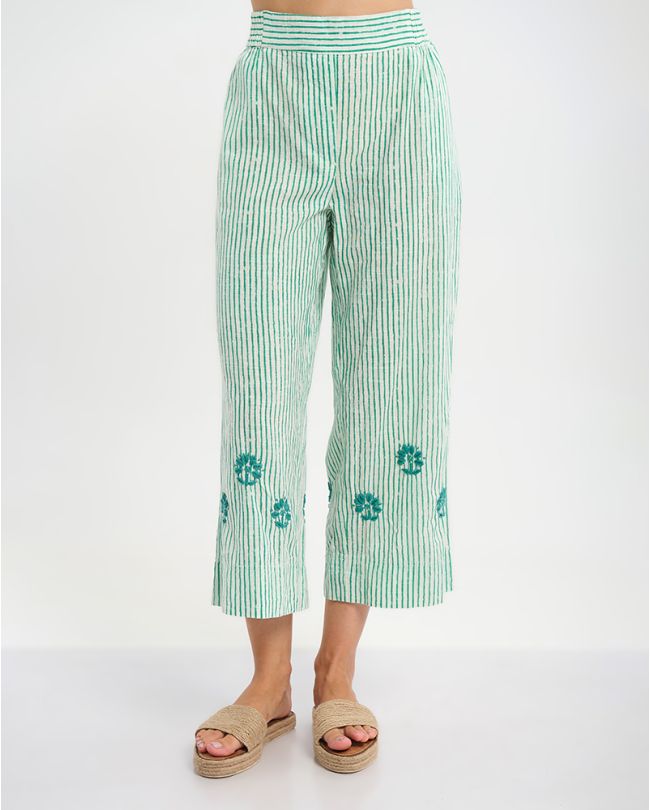 ΠΑΝΤΕΛΟΝΑ ΛΕΥΚΗ ΜΕ ΠΡΑΣΙΝΕΣ ΡΙΓΕΣ ONE SIZE ( 100% COTTON)