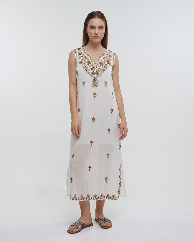 ΦΟΡΕΜΑ ΜΑΚΡΥ ΑΜΑΝΙΚΟ ΛΕΥΚΟ/ΧΡΥΣΟ (100% COTTON)