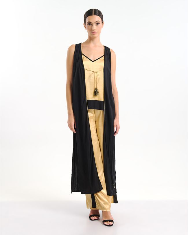 ΚΙΜΟΝΟ ΜΑΚΡΥ ΑΜΑΝΙΚΟ ΜΑΥΡΟ/ΧΡΥΣΟ ONE SIZE (100% RAYON)