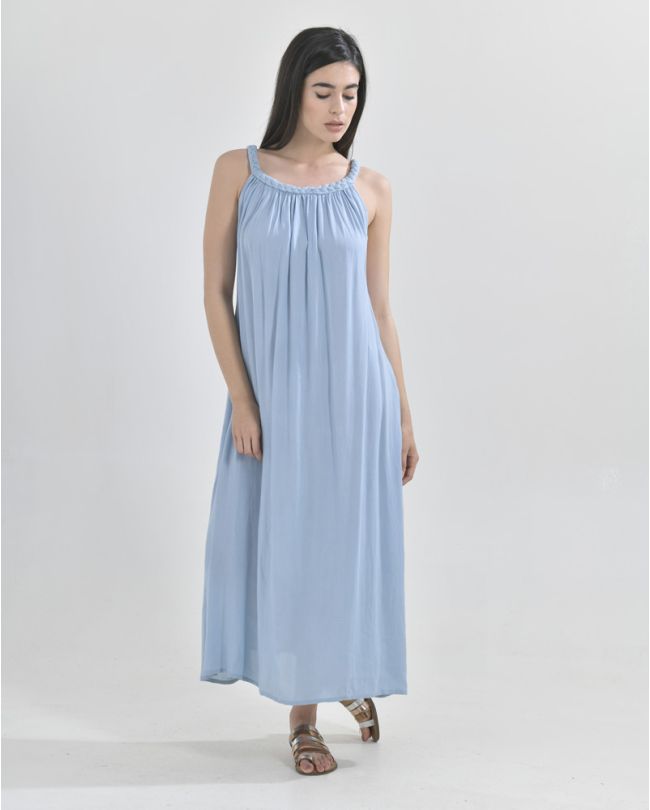 LONG DRESS IN LIGHT BLUE COLOR WITH CORD  ONE SIZE (VISCOSE)