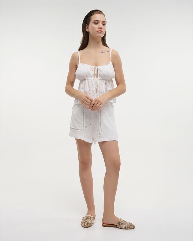 S/2 TOP AND SHORTS IN WHITE COLOR ONE SIZE (100% VISCOSE)
