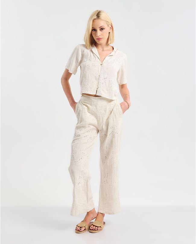 S/2 ΤΟΠ ΜΕ ΚΟΝΤΟ ΜΑΝΙΚΙ ΚΑΙ ΠΑΝΤΕΛΟΝΙ ΕΚΡΟΥ ΜΕ ΚΕΝΤΗΤΕΣ ΛΕΠΤΟΜΕΡΕΙΕΣ ONE SIZE (100% VISCOSE)