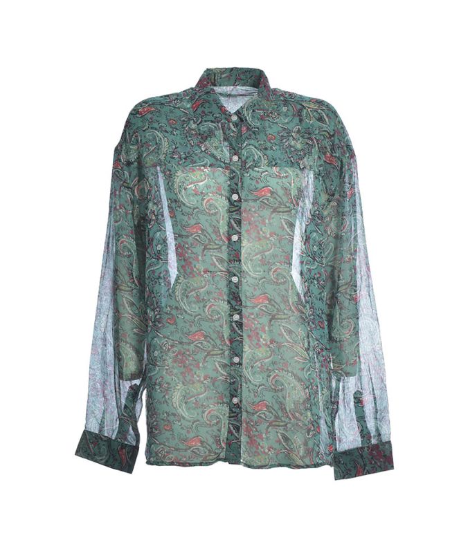 SHIRT IN GREEN COLOR WITH PATTERNS ONE SIZE ( POLYSILK)