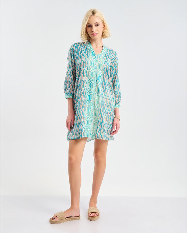 ΠΟΥΚΑΜΙΣΑ ΜΕ 3/4 ΜΑΝΙΚΙ ΓΑΛΑΖΟ ΜΕ ΨΑΡΙΑ ONE SIZE (100% COTTON)