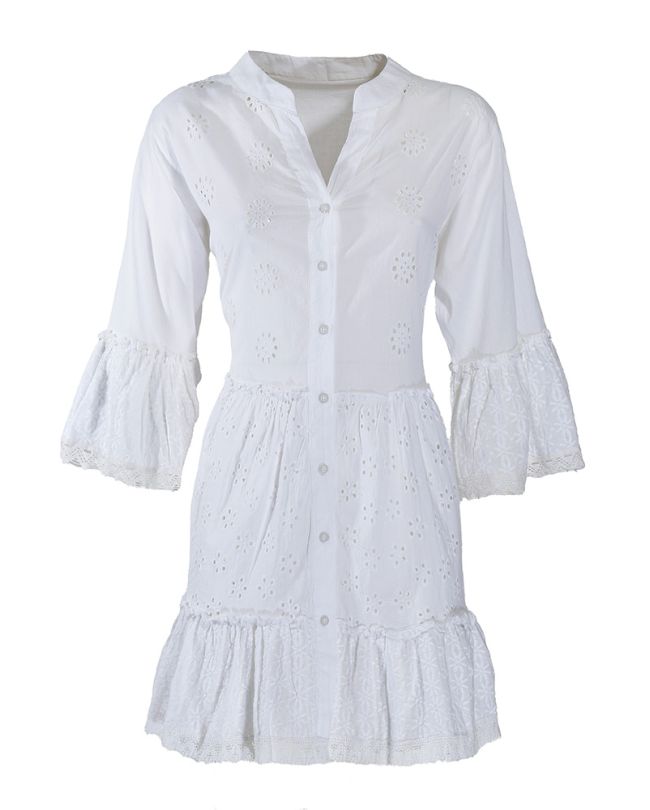 SHORT DRESS/KAFTAN IN WHITE COLOR ONE SIZE (100% COTTON)