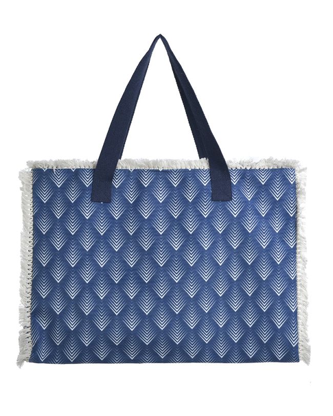 FABRIC BAG IN BLUE/ECRU COLOR 53X16X37