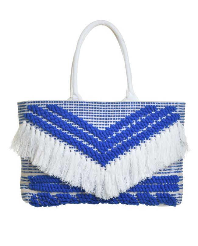 ΤΣΑΝΤΑ ΥΦΑΣΜΑΤΙΝΗ ΛΕΥΚΗ/ΜΠΛΕ 55X5X34/55 (100% COTTON)