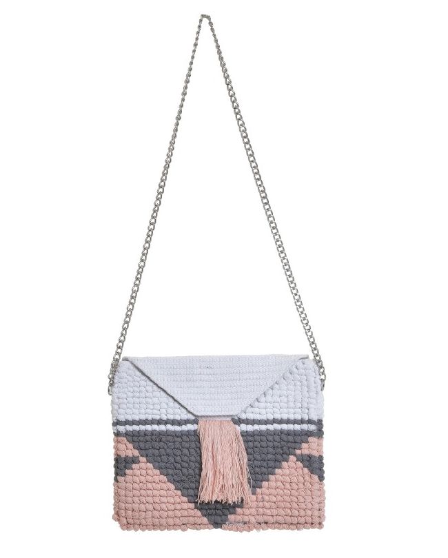 FABRIC MINI BAG IN WHITE/GREY/PINK COLOR 31X2X27/78 (100% COTTON)
