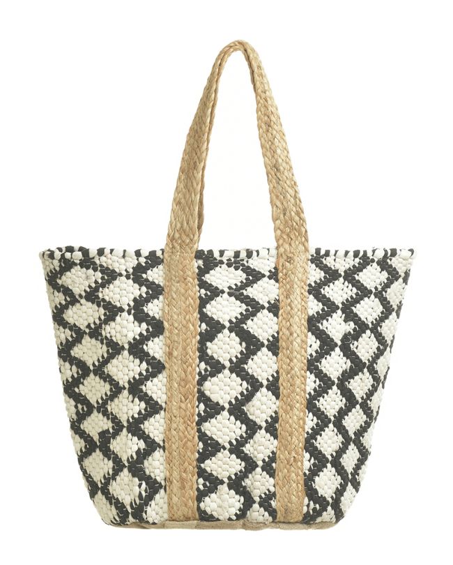 JUTE BAG IN WHITE/BLACK COLOR 60Χ40 (70%COTTON 30%JUTE)
