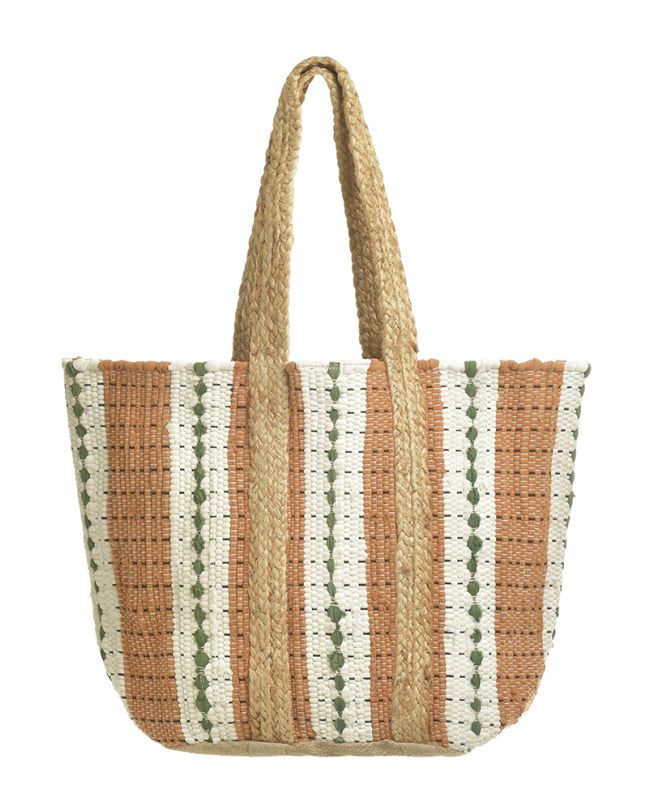 ΤΣΑΝΤΑ ΑΠΟ ΓΙΟΥΤΑ ΛΕΥΚΟ/ΠΟΡΤΟΚΑΛΙ ΜΕ ΜΑΥΡΕΣ ΛΕΠΤΟΜΕΡΕΙΕΣ 60x40 (70%COTTON 30%JUTE)