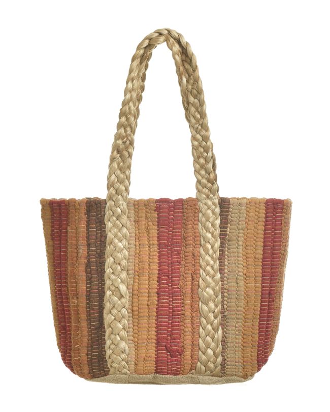 JUTE BAG IN BEIGE/ORANGE/RED COLOR 50Χ30 (70%COTTON 30%JUTE)