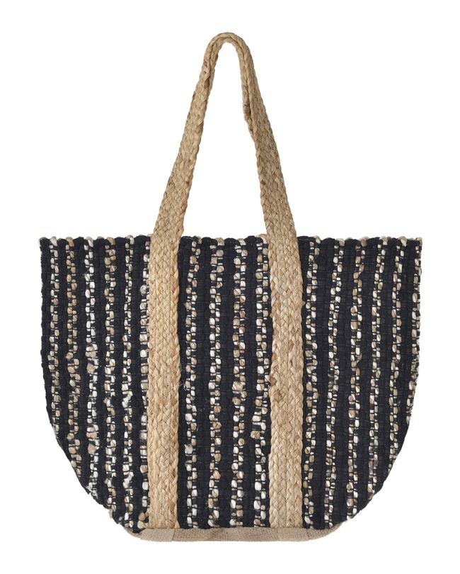 ΤΣΑΝΤΑ ΑΠΟ ΓΙΟΥΤΑ ΣΕ ΜΑΥΡΟ ΜΕ ΜΠΕΖ ΛΕΠΤΟΜΕΡΕΙΕΣ 31X40X31 ( 70% COTTON 30%JUTE)