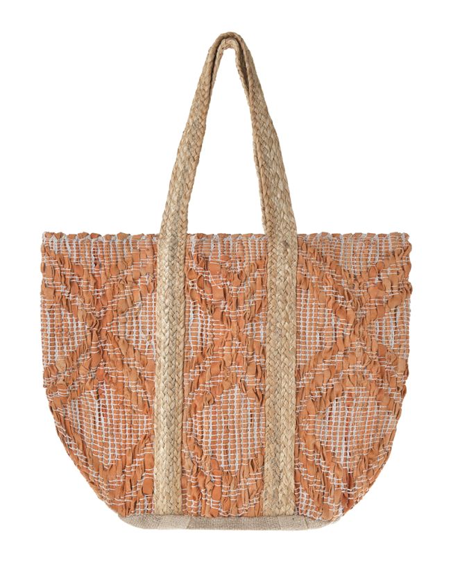 ΤΣΑΝΤΑ ΥΦΑΣΜΑΤΙΝΗ ΣΕ ΠΟΡΤΟΚΑΛΙ/ΜΠΕΖ ΧΡΩΜΑ 31X40X31 ( 70% COTTON 30% JUTE)