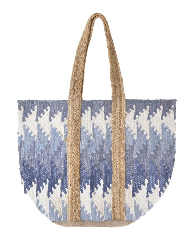 ΥΦΑΣΜΑΤΙΝΗ ΤΣΑΝΤΑ ΜΠΛΕ/ΛΕΥΚΟ 31X40X31 (70% COTTON 30% JUTE)