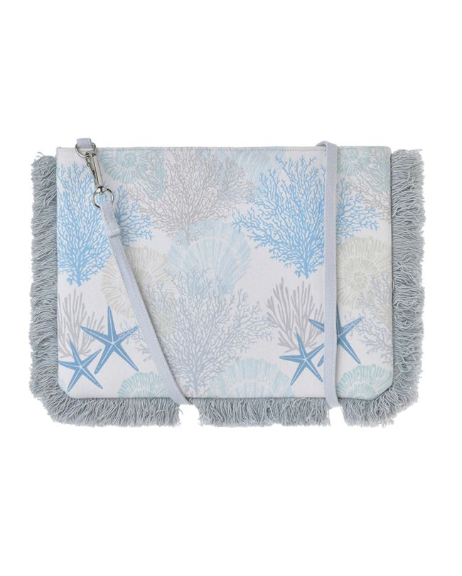 ΤΣΑΝΤΑKI ΥΦΑΣΜΑΤΙΝΟ ΛΕΥΚΟ/ΓΑΛΑΖΙΟ ΜΕ ΚΟΡΑΛΙΑ 30Χ20X2 (100% COTTON CANVAS)