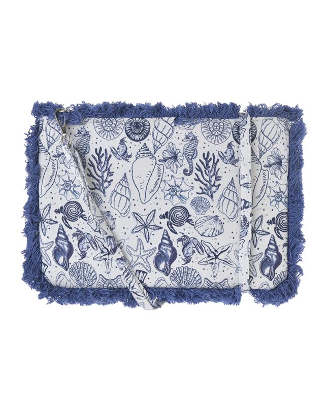 ΤΣΑΝΤΑKI ΥΦΑΣΜΑΤΙΝΟ ΛΕΥΚΟ/ΜΠΛΕ ΜΕ ΚΟΧΥΛΙΑ ΚΑΙ ΙΠΠΟΚΑΜΠΟΥΣ 30Χ20X2 (100% COTTON CANVAS)