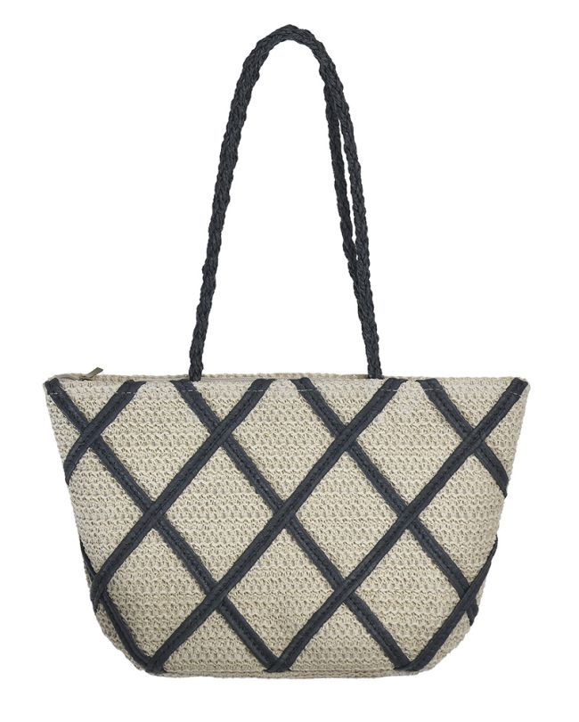 STRAW BAG IN BEIGE/BLACK COLOR 26X14X24